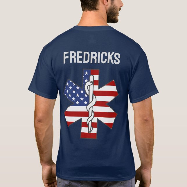 Camiseta Star of Life Patriotic Ambulance Nome Personalizad (Verso)