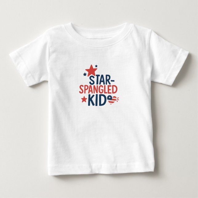 Camiseta Star Spangled Kid - Design Patriótico Bonito para  (Frente)