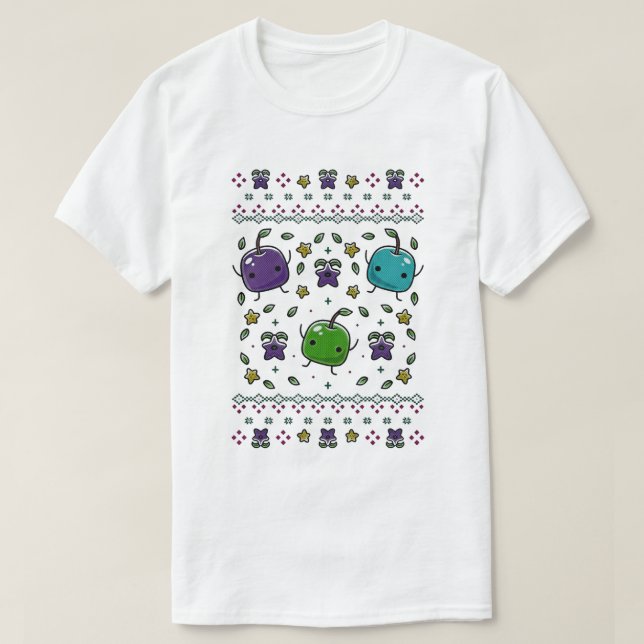 Camiseta Stardew Valley Junimo & Stardrop Crochet Design -  (Frente do Design)
