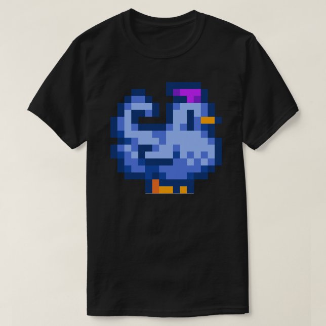 Camiseta Stardew Valley Shane Blue Chicken Sticker &amp; Pi (Frente do Design)