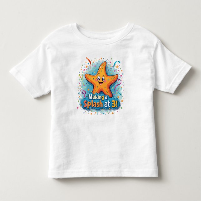 Camiseta Starfish aniversário de 3 anos Fazer a Splash a 3 (Frente)