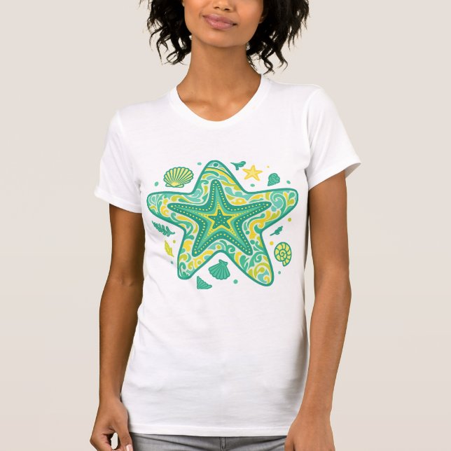 Camiseta StarFish｜Coastal Summer shirt｜Ocean (Frente)