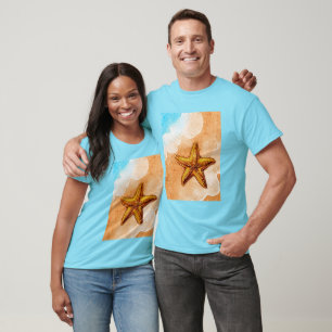 Camiseta Starfish da Aquarela na Praia
