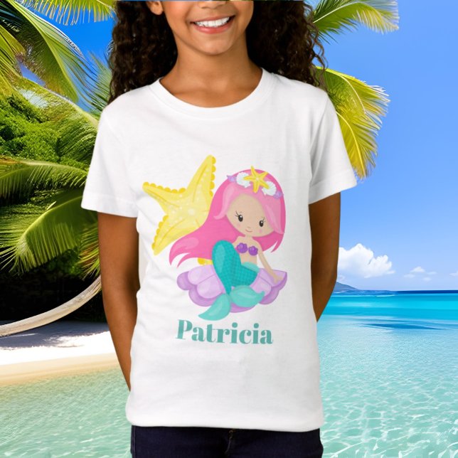 Camiseta Starfish e sereia da praia de Cute adicionam nome  (Criador carregado)