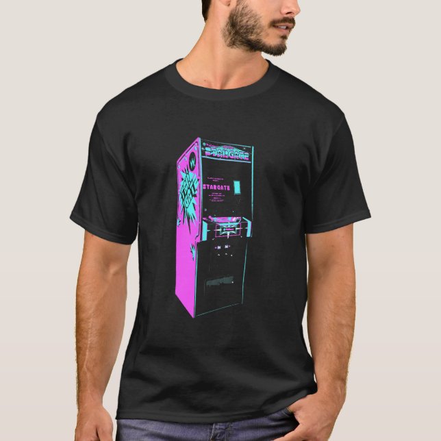 Camiseta Stargate - Jogo retrô de arcade (Frente)