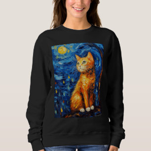 Camiseta Starnight Cat, Van Gogh Cat, Cat Lover, Cat Mãe