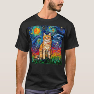 Camiseta Starnight Cat, Van Gogh Cat, Cat Lover, Cat Mãe
