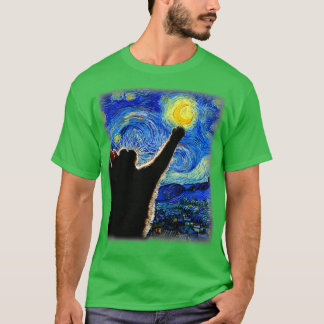 Camiseta StarNight Cat Van Gogh Cat Lover Cat Cat Cat Mãe C