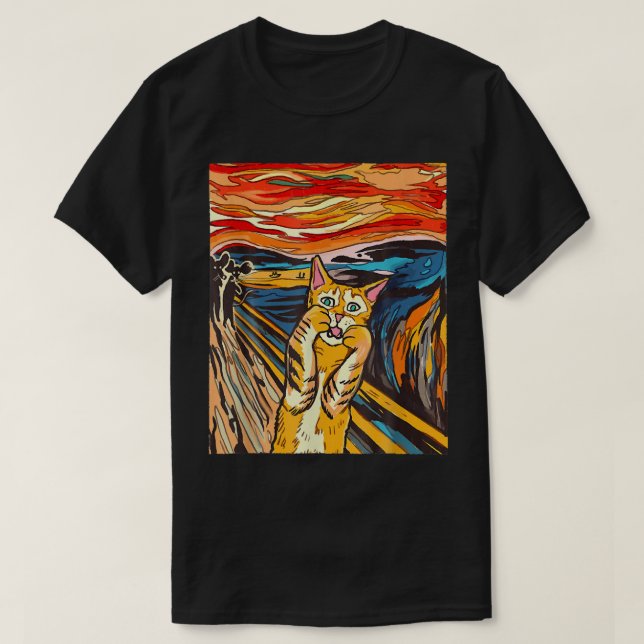 Camiseta StarNight Cat Van Gogh Cat Lover Cat Mãe Da (Frente do Design)