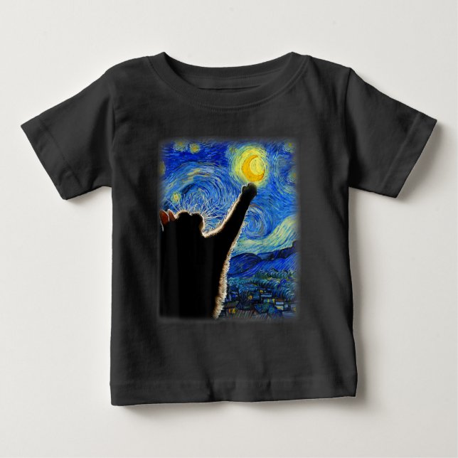 Camiseta Starnight Cat, Van Gogh Cat Lover Cat Mãe Pai (Frente)