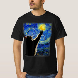 Camiseta Starnight Cat, Van Gogh Cat Lover Cat Mãe Pai