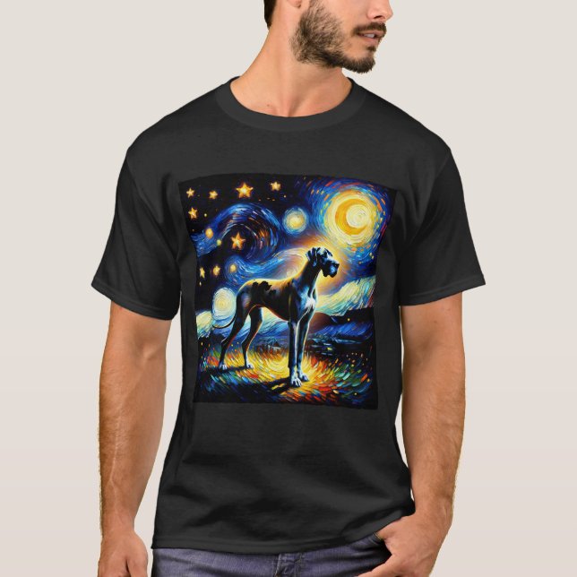 Camiseta StarNight Great Dane Dog Van Gogh Lover (Frente)