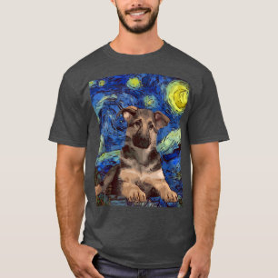 Camiseta StarNight Puppy German shepherd Cão Pintura Do