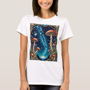 Camiseta Starry Mushroom Galaxy Encantado Forest Tee Artíst