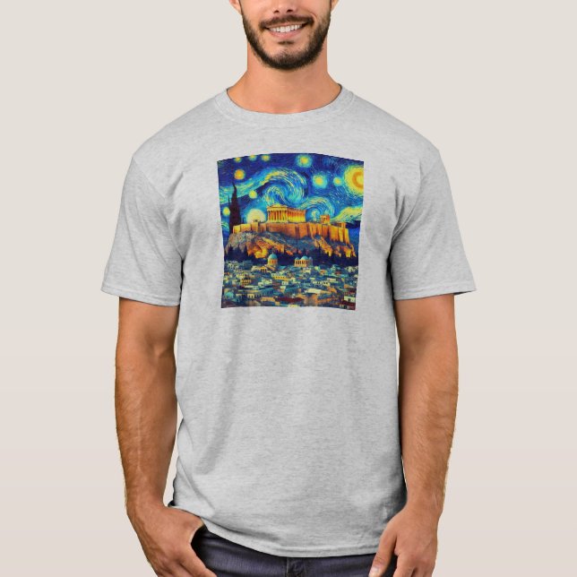 Camiseta Starry Night Acropolis Athens Grécia (Frente)
