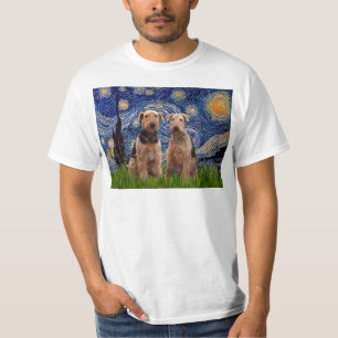 Camiseta Starry Night - Airedale Terriers (dois)