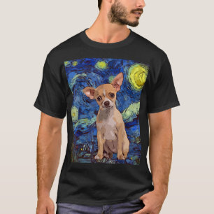Camiseta Starry Night Blonde Chihuahua Dog Painting Dog Lov