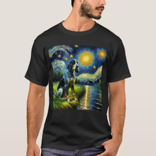 Camiseta Starry Night Bluetick Coonhound Dog Van Gogh Lover
