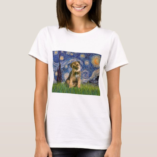 Camiseta Starry Night - Border Terrier #1 (Frente)
