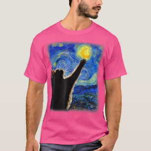 Camiseta Starry Night Cat, Van Gogh Cat, Crescent Moon, Cat