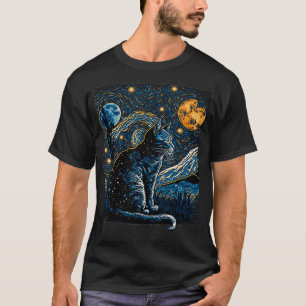 Camiseta Starry Night Cat Van Gogh Cat Gifs Gifs Cat Mãe