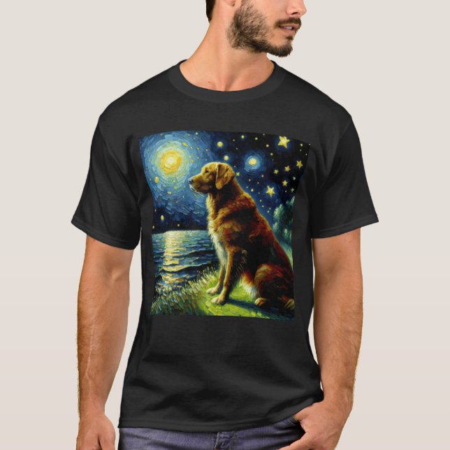 Camiseta Starry Night Chesapeake Bay Retriever Dog Van (Frente)
