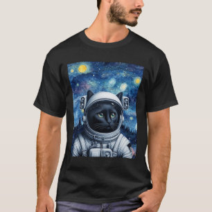 Camiseta Starry Night Cosmic Cat Astronauta Art