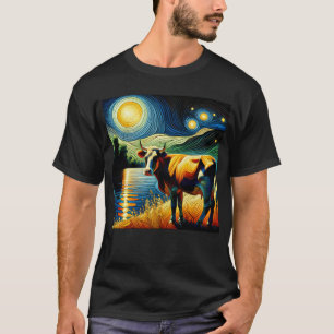 Camiseta Starry Night Cow Van Gogh Farmer