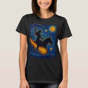 Camiseta Starry Night CowGirl: Van Gogh Western Art Impress