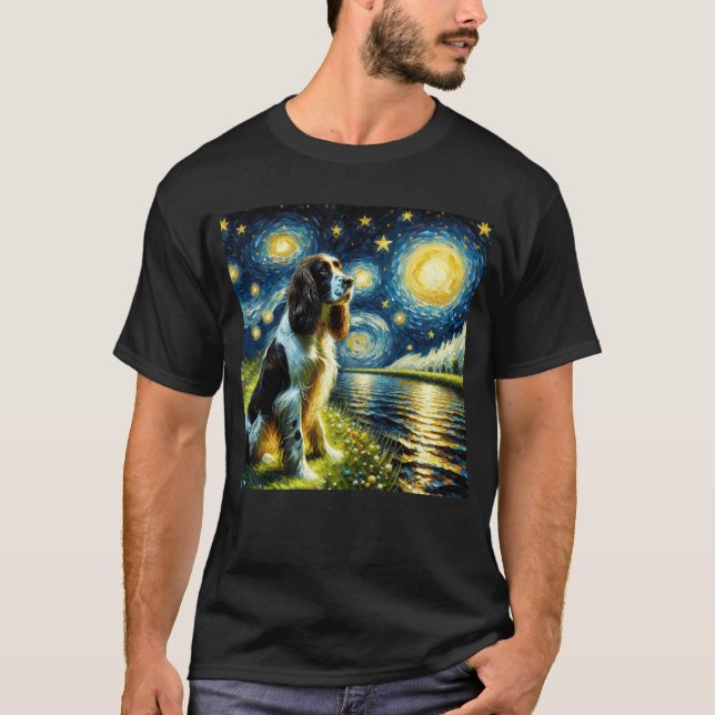 Camiseta Starry Night English Springer Spaniel Dog Van (Frente)