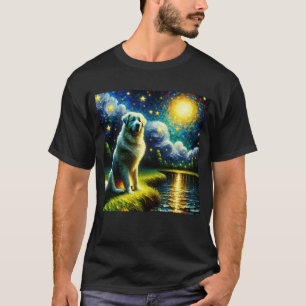 Camiseta Starry Night Excelente Pirenéus Dog Van Gogh Lover