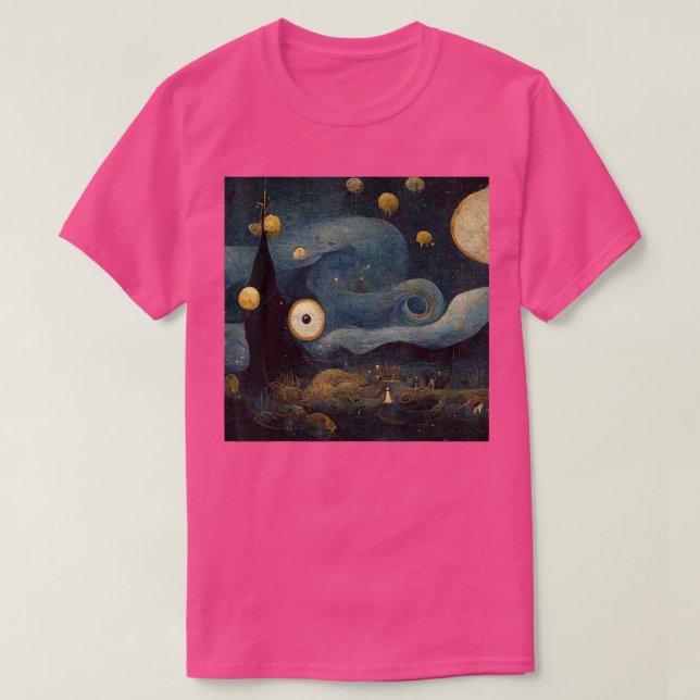 Camiseta Starry Night misturado com Hieronymus Bosch T-Shir (Frente do Design)