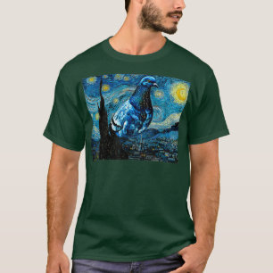 Camiseta Starry Night Pigeon Funny Van Gogh Parody Bird