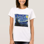 Camiseta Starry Night por Vincent Van Gogh<br><div class="desc">Starry Night por Vincent Van Gogh pintando mestre de arte da obra-prima belo impressionismo pintando cor vibrante belíssima paisagem paisagem paisagem arte postada decoração</div>