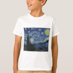 Camiseta Starry Night por Vincent Van Gogh<br><div class="desc">Uma das pinturas mais famosas de Vincent Van Gogh. Starry Night é um belo óleo azul na pintura de canvas de Van Gogh e esta é a mais alta qualidade disponível no Zazzle para que você possa esperar resultados de impressão de alta qualidade. Disponível em vários presentes diferentes, capas eletrônicas,...</div>