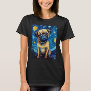 Camiseta Starry Night Pug Dog Van Gogh Sky Painting Art Pug