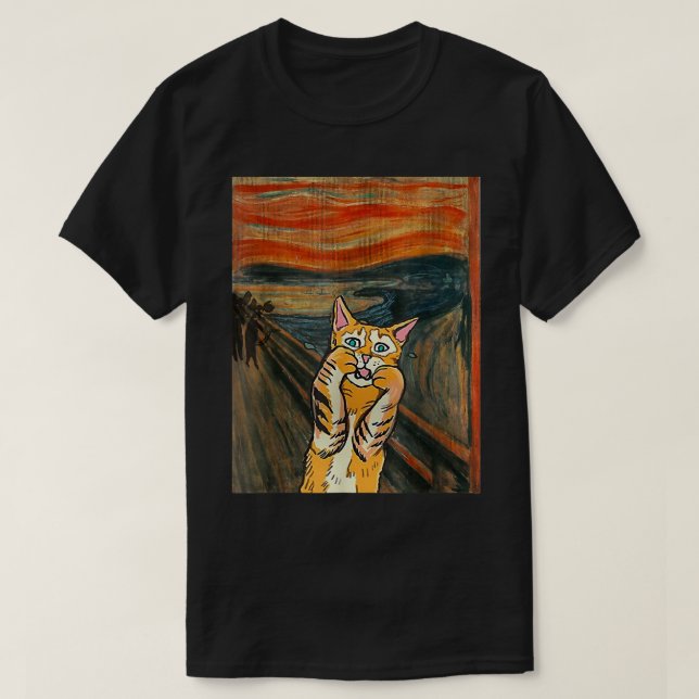Camiseta Starry Night Scream Cat Art Parody Van Gogh Funny  (Frente do Design)
