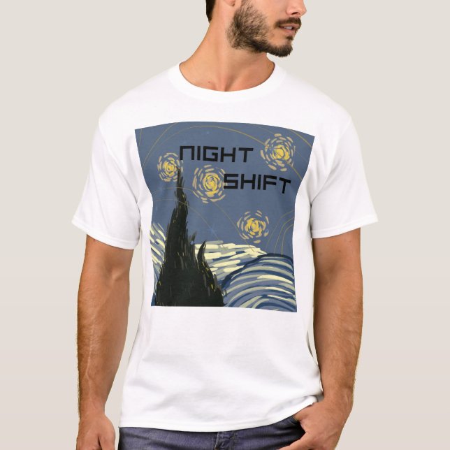 Camiseta Starry "Night Shift" no estilo de Van Gogh (Frente)