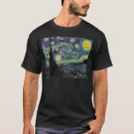 Camiseta Starry Night - van Gogh<br><div class="desc">Da lâmpada do mineiro de Nuenen à que colocou em sua janela, seguindo a cena com Gauguin; da estrela da noite que notou em 1875 em Corot Olive Orchard à carta que escreveu ao irmão em agosto de 1888, na qual ele disse: "Algum dia ou outro você verá uma fotografia...</div>