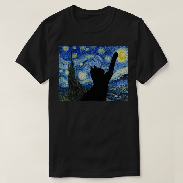 Camiseta Starry Night Van Gogh pintando gajos engraçados (Frente do Design)