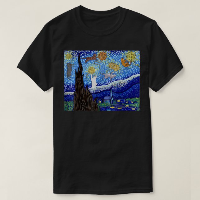 Camiseta Starry Night Vincent van Gogh, famosa estrela de p (Frente do Design)