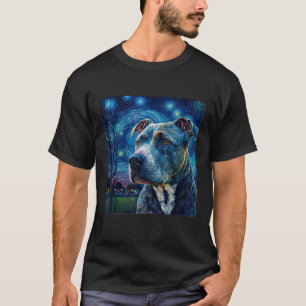 Camiseta Starry Night Vincent Van Gogh pintando o cachorro
