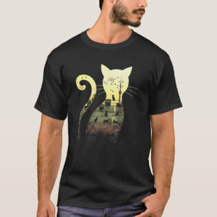 Camiseta Starry Sunset Night Urban City Skyline Black Cats