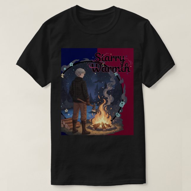 Camiseta Starry Warmth - Lumberjack Anime Boy by Campfire (Frente do Design)