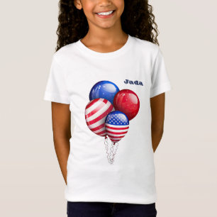 Camiseta "Stars and Stripes Balloons" com "Name Girl"