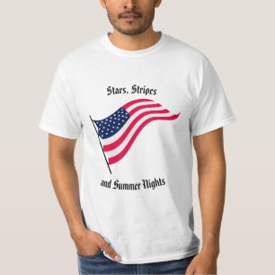 Camiseta "Stars, Stripes e Noites de Verão" Camisa-T mascul