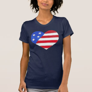 Camiseta Stars Stripes Patriótico 4 de julho EUA Heart Love
