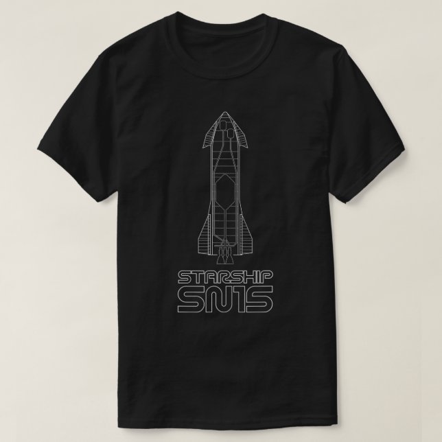 Camiseta STARSHIP SN15 Space Eploration Rocket blueprint (Frente do Design)