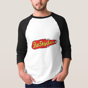 Camiseta StarShipSofa Raglan vermelha/amarelo 3/4 da Capa