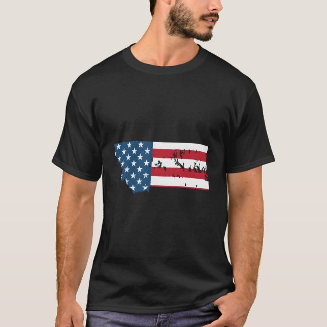 Camiseta State Of Montana Patriotic Usa Flag For (Frente)